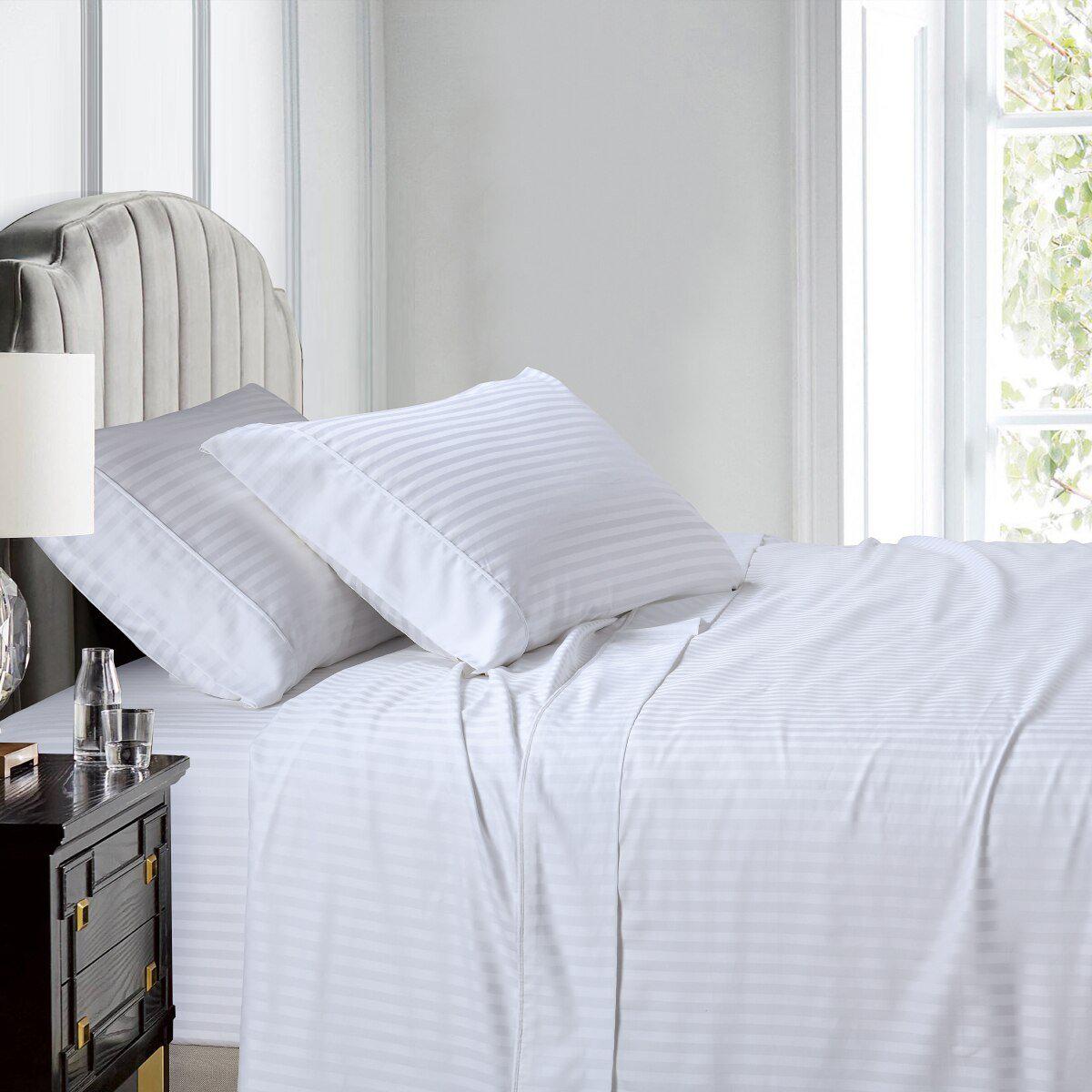 Split King Sheet Set - Striped 608 Thread Count 100% Cotton