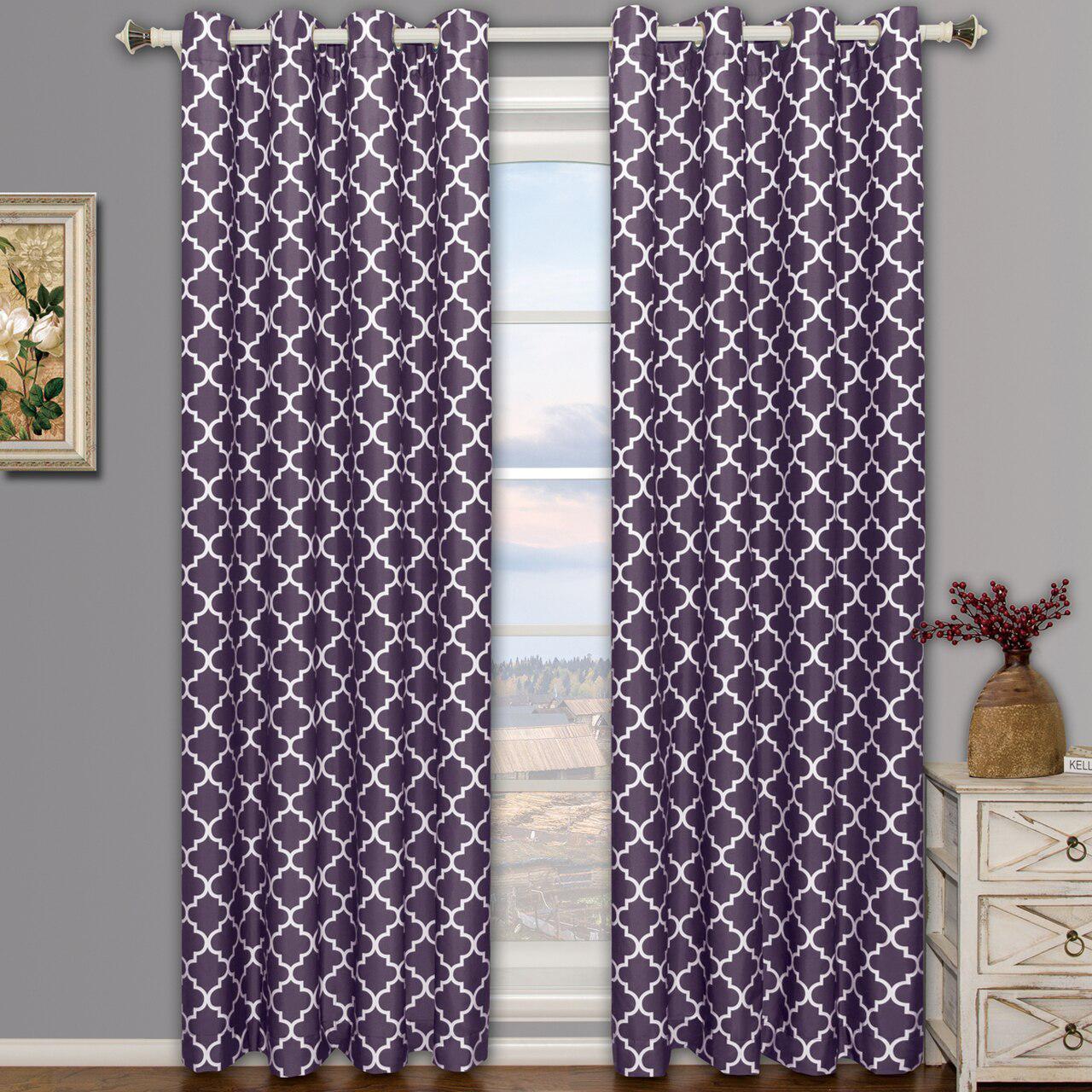 Thermal Insulated Curtain Purple Meridian Pair (Set of 2 Panels)