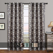 Pair Charlotte Leafy Jacquard Drapes Grommet Window Curtains (Set of 2 Panels)