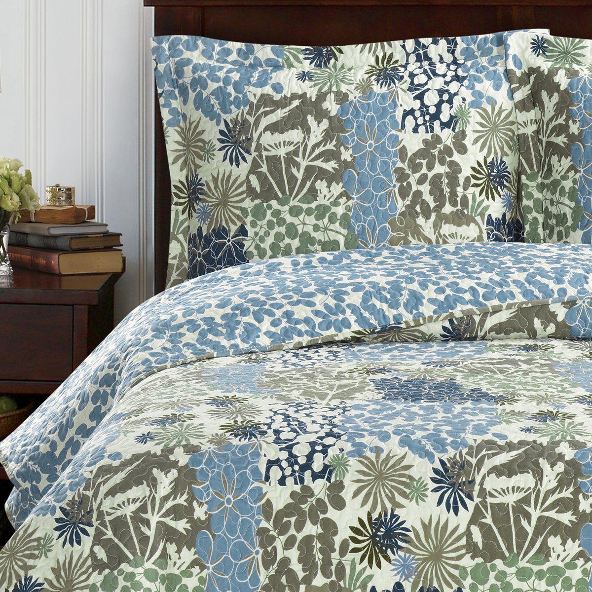 Elena Green Forest Quilt Bedding Oversized Reversible Quilt Set, Full/Queen