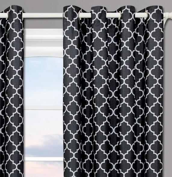 Thermal Insulated Curtains Meridian Black & Gray (Set of 2 Panels)
