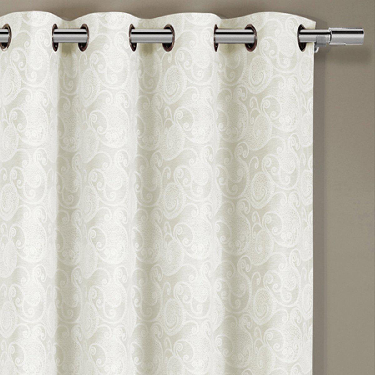 Tabitha Flower Curtains Jacquard Grommet Top Panels (Single)