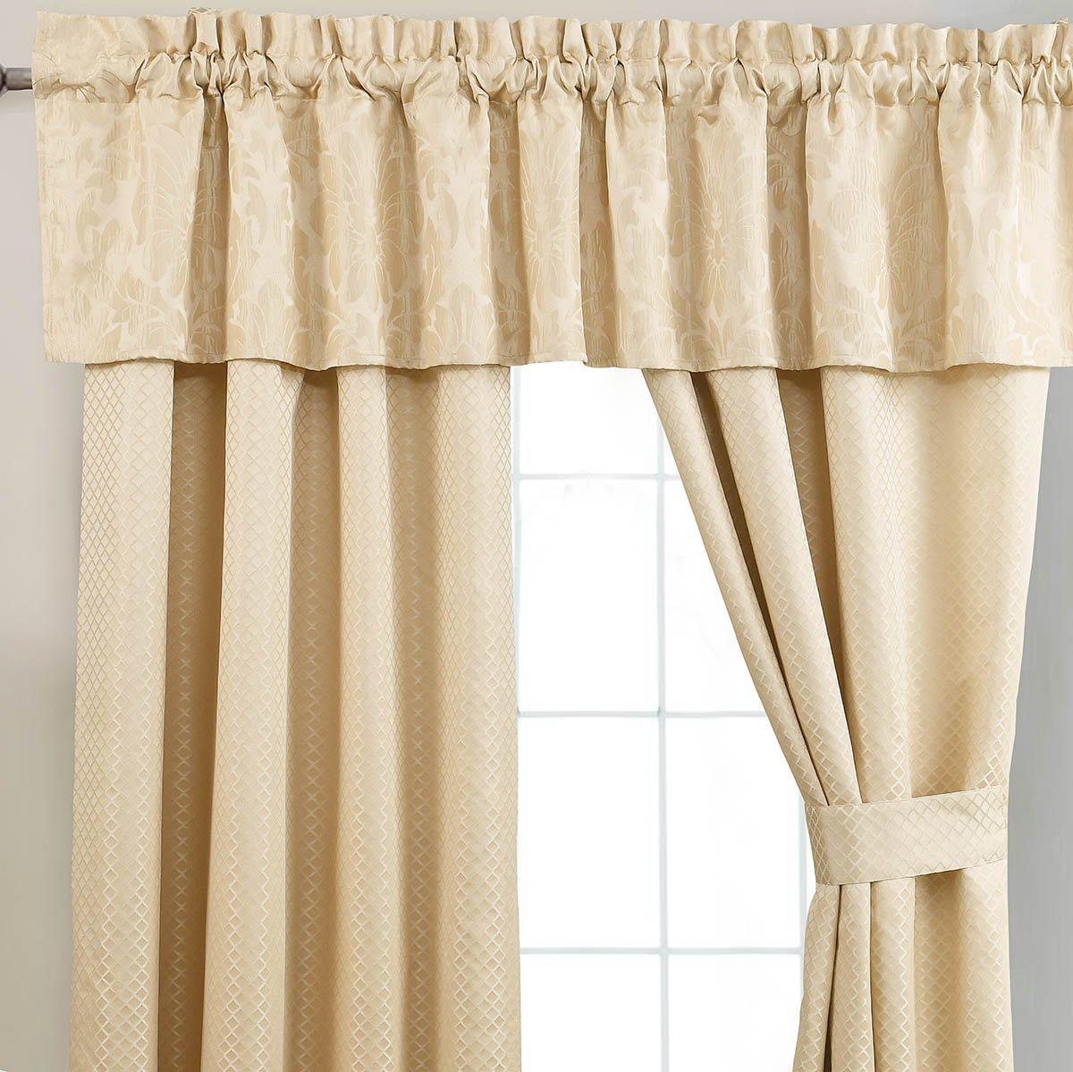 Sara 5 Piece Lined Jacquard Curtain Panel Set 84”Wx84”L
