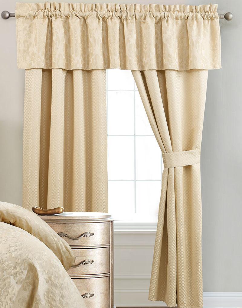 Sara 5 Piece Lined Jacquard Curtain Panel Set 84”Wx84”L