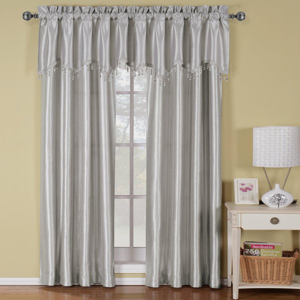 Soho Faux Silk Rod Pocket Curtain Panels- Matching Valance (Single)